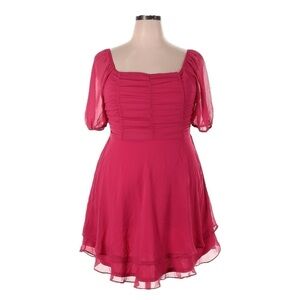 Altar’d State NWT XXL Pink Puff Sleeve Mini Dress Chiffon A-Line Barbiecore